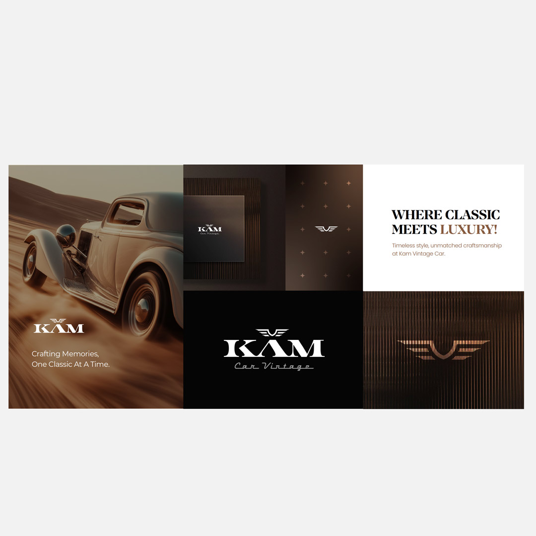 KAM, Dubai’s luxury vintage car branding - Aimstyle portfolio project